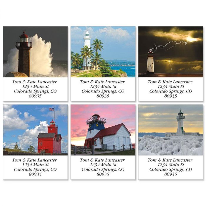 Iconic Lighthouses Select Return Address Labels (6 Designs) Colorful