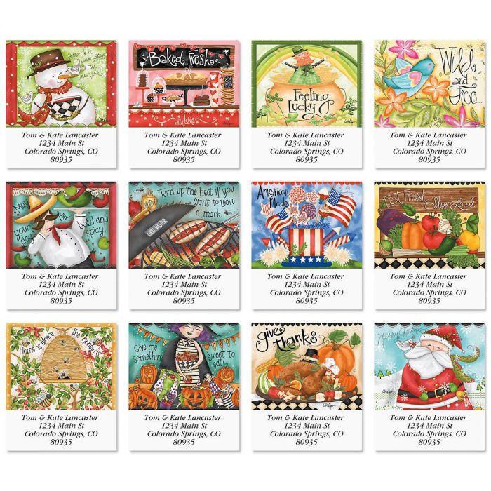 Seasons of Whimsy Select Return Address Labels Colorful Images