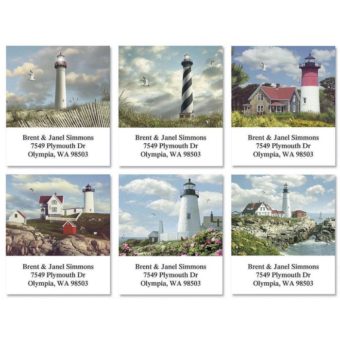 Seasons Lighthouses Select Return Address Labels Colorful Images