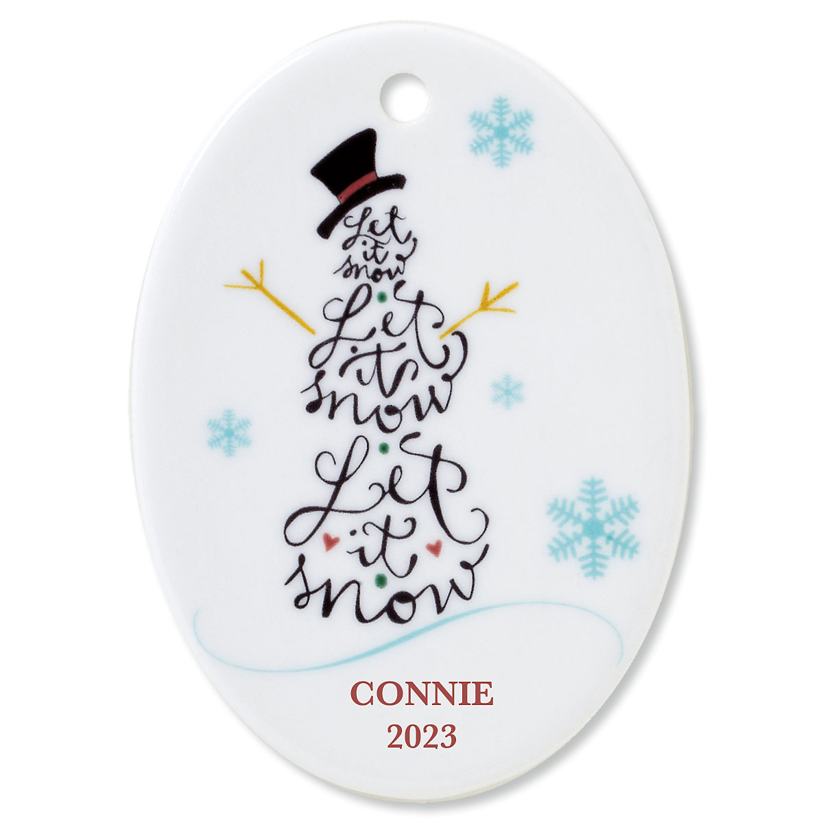 Custom Let it Snow Oval Christmas Ornament