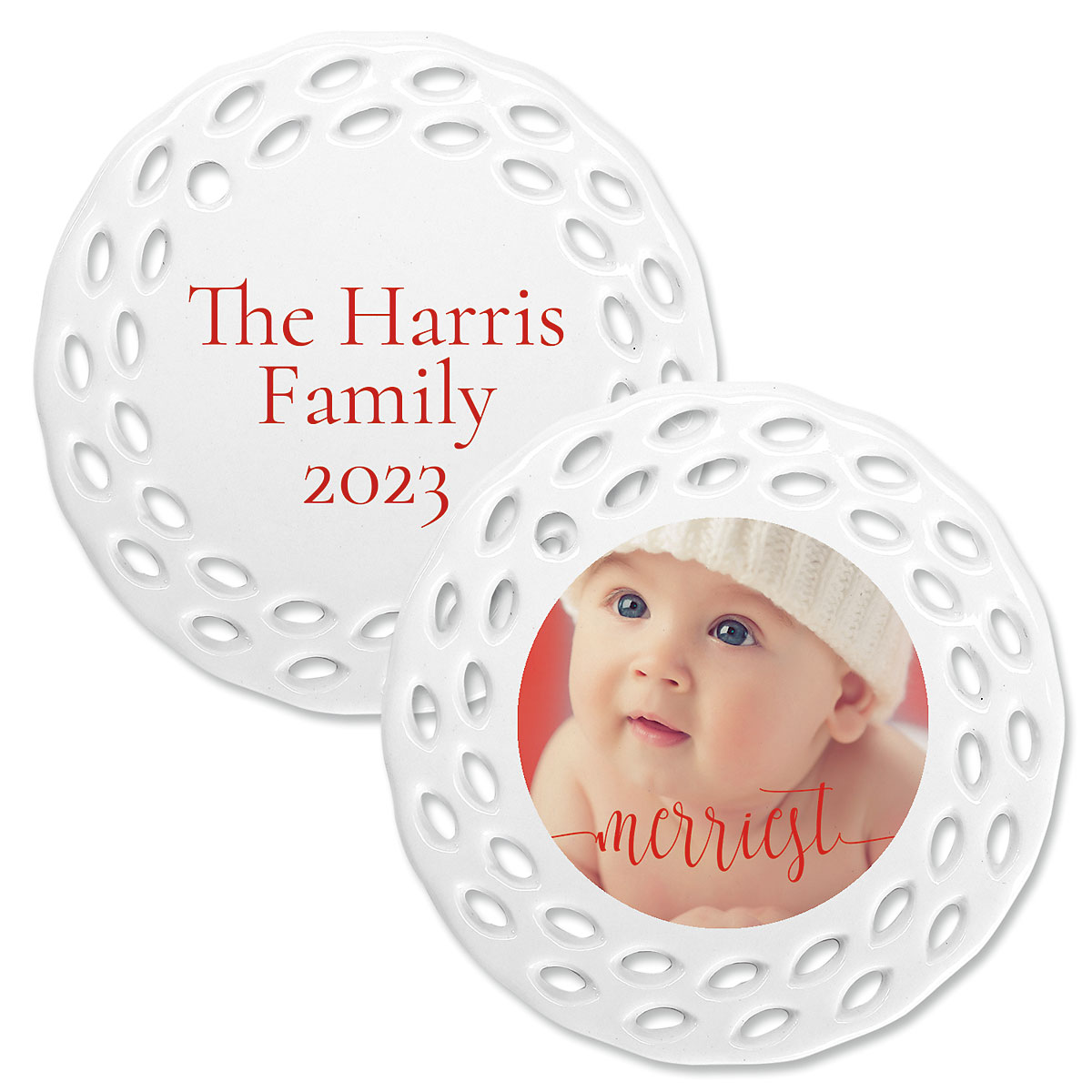 Merriest Photo Ornament - Doily