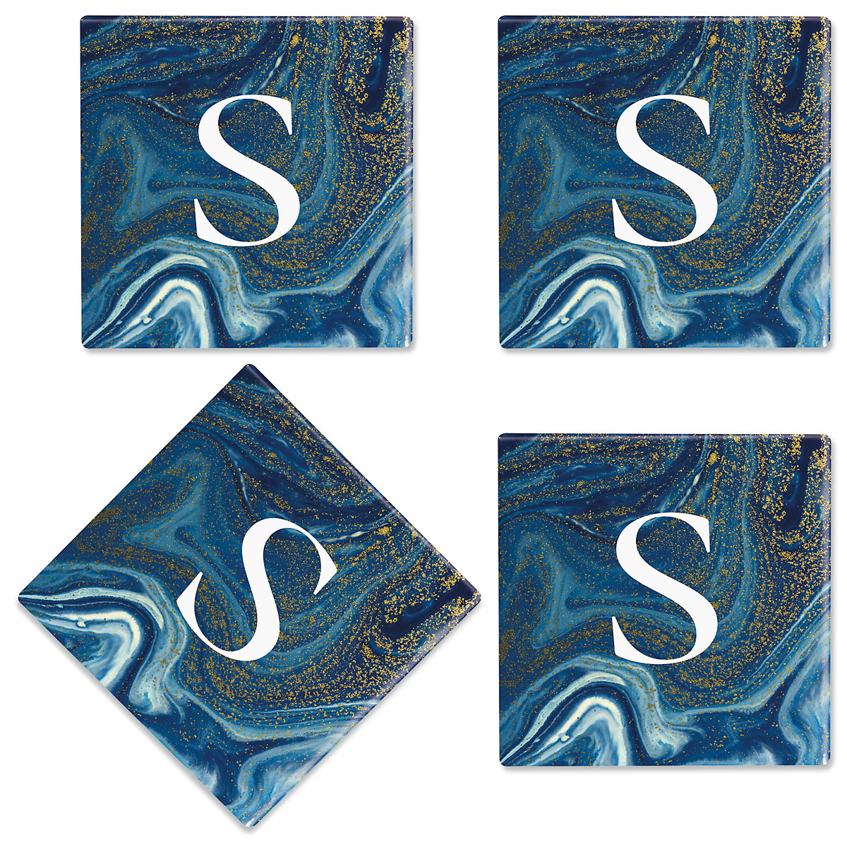 Blue Marble Personalized Ceramic Coasters