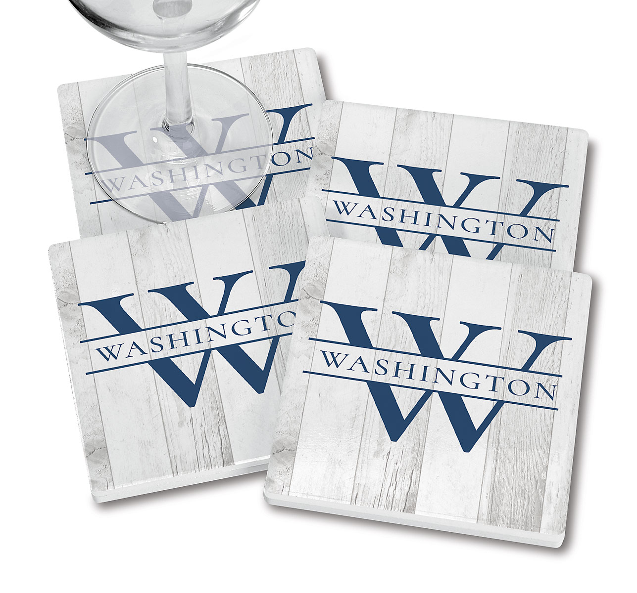 Custom Whitewashed Woodgrain Coasters