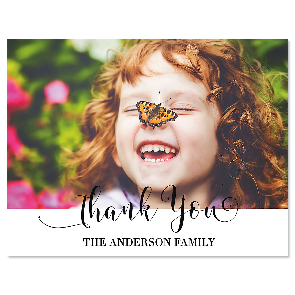 Custom Horizontal Cheerful Thank You Photo Note Cards