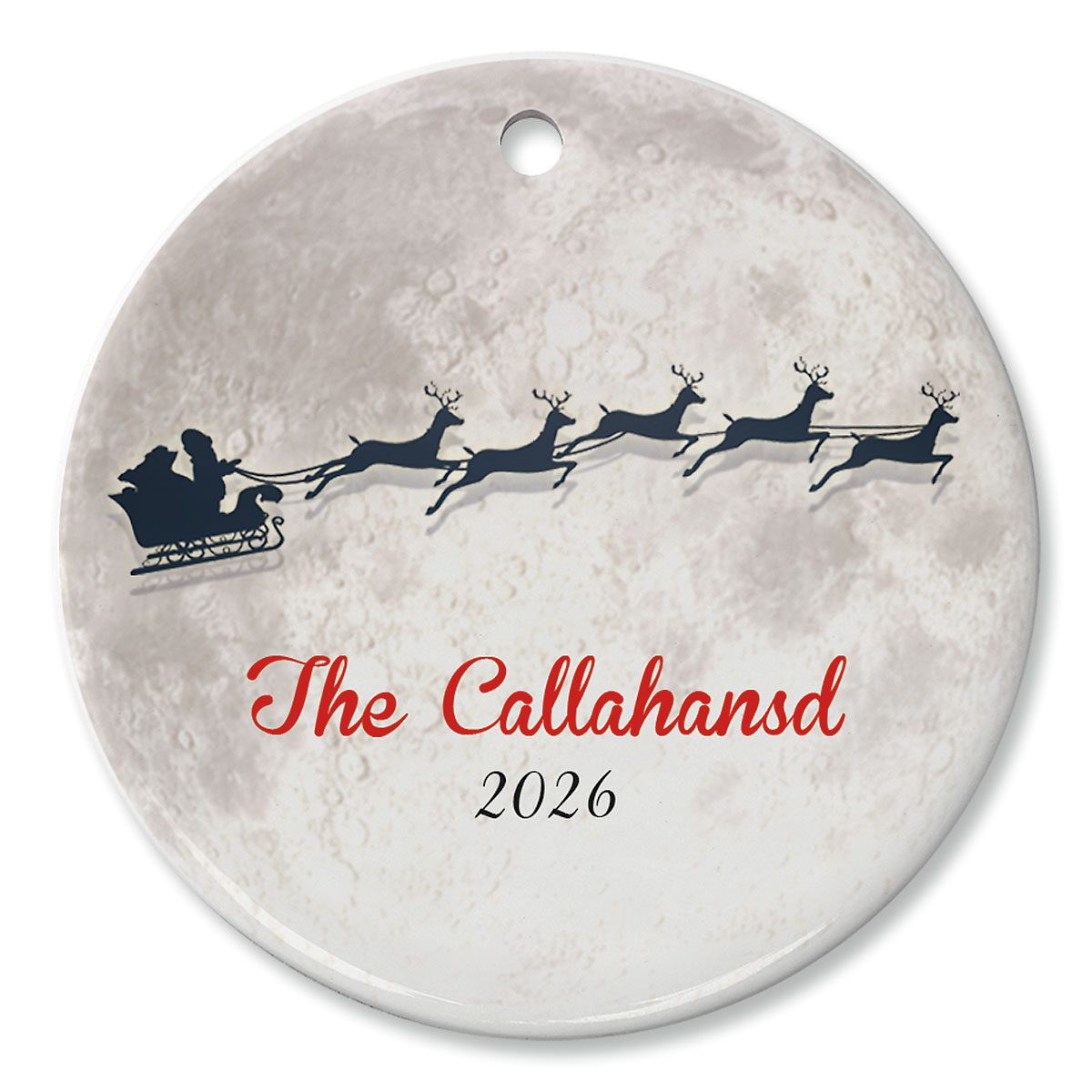 Round Custom Santa Moon Ceramic Ornament