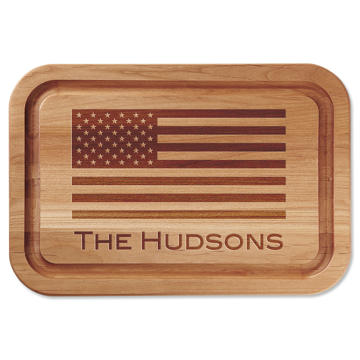 American Flag Personalized Alder Wood Cutting Board Colorful Images