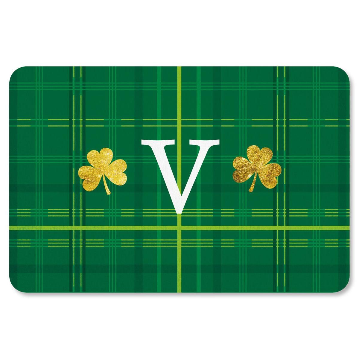 Custom Shamrock Plaid St Patrick's Day Doormat