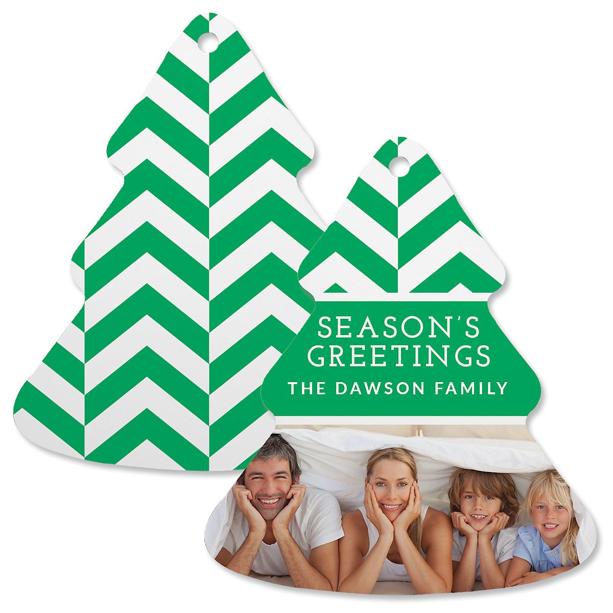 Green Chevron Custom Photo Ornament - Tree