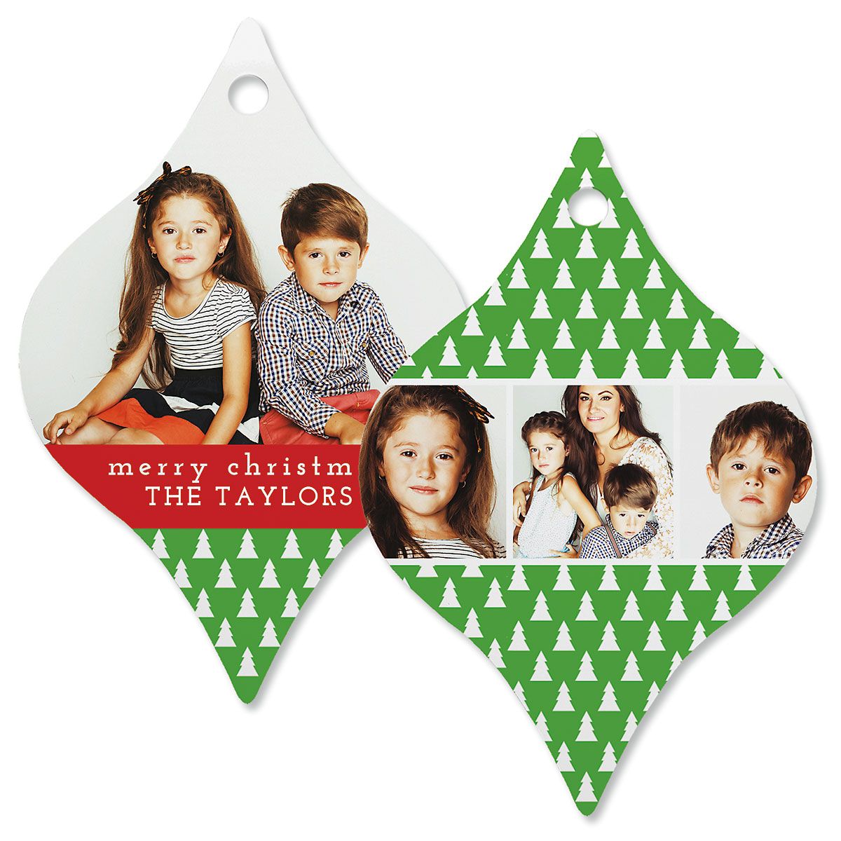 Green Tree Photo Ornament - Tapered