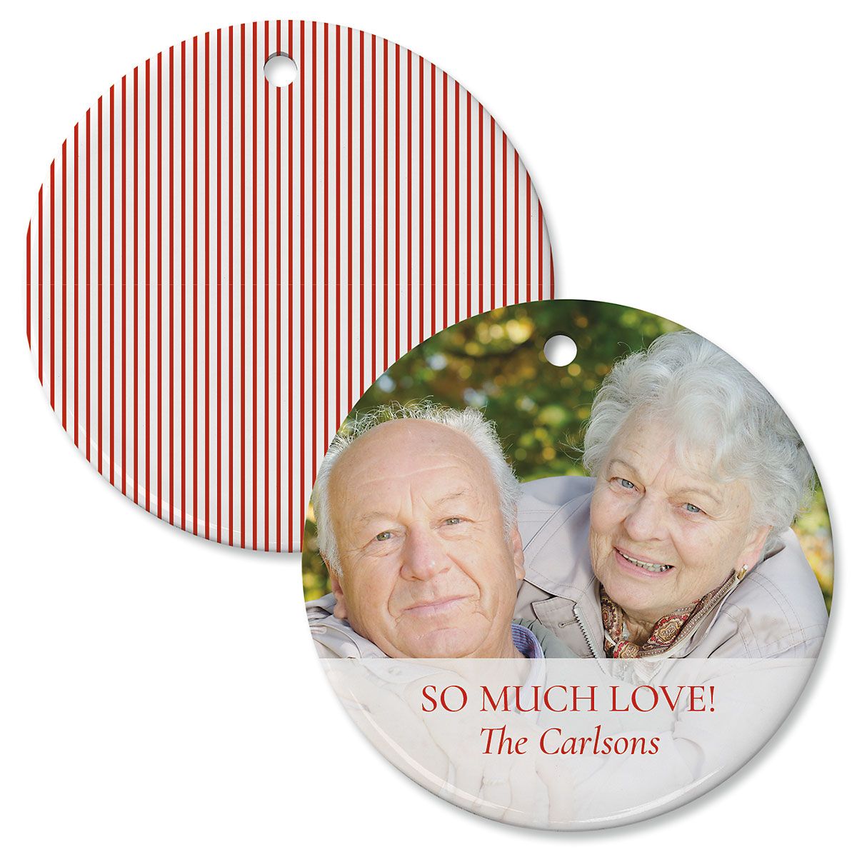 Red Stripe Custom Photo Ornament