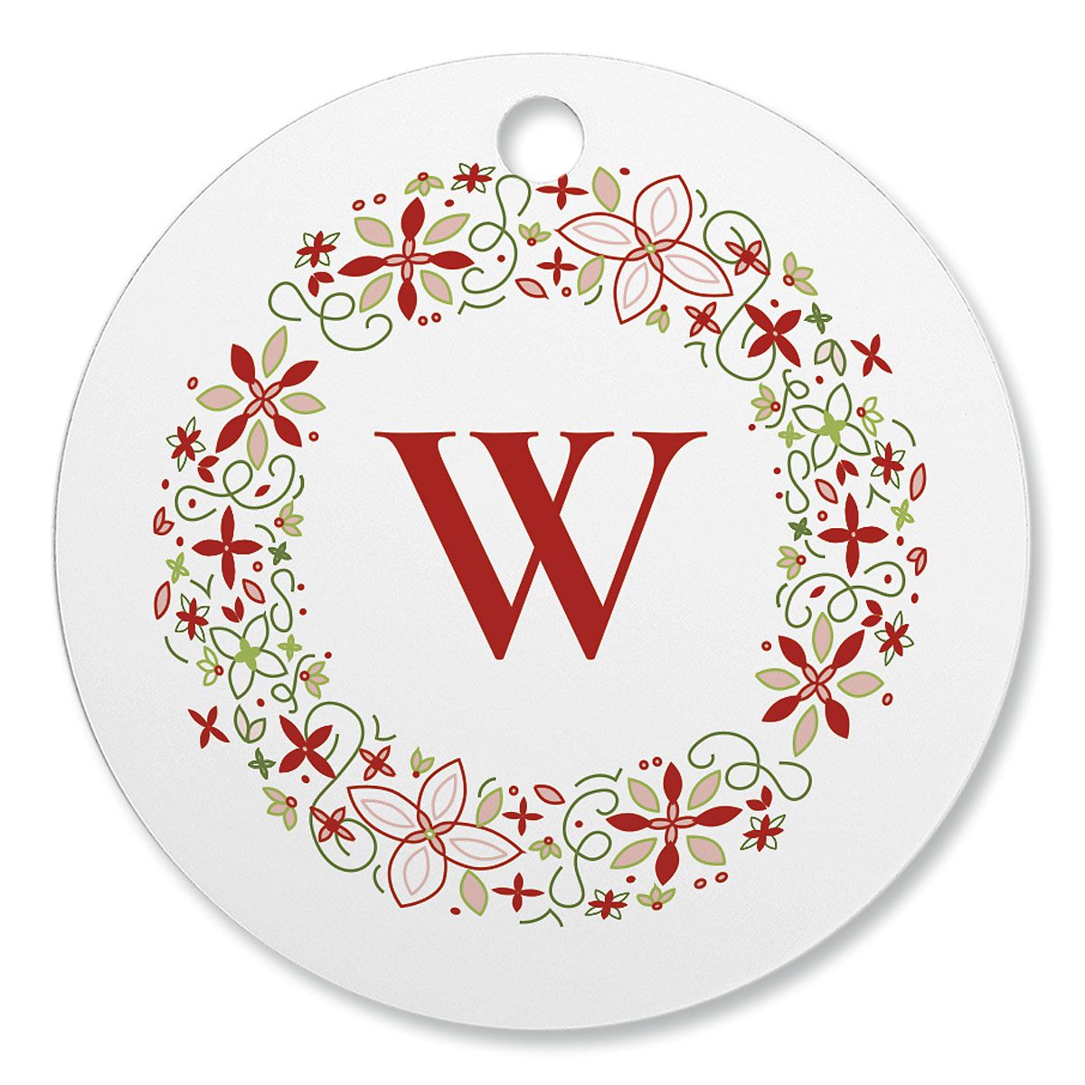 Wreath Initial Personalized Ornament Circle