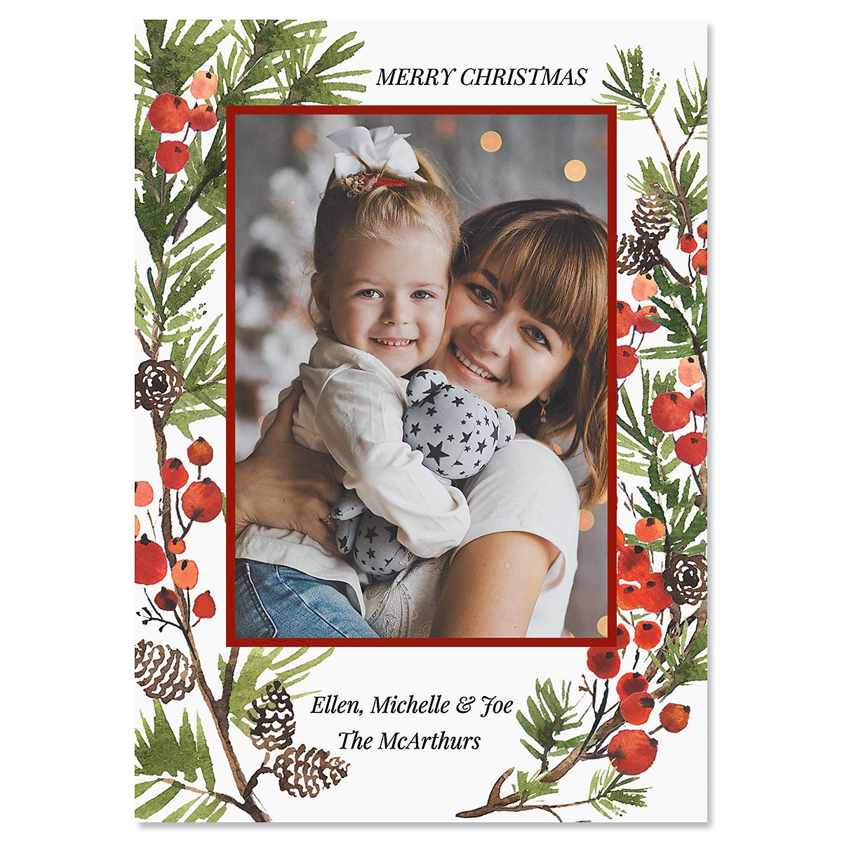 Holiday Berry Photo Christmas Cards - 80 Count