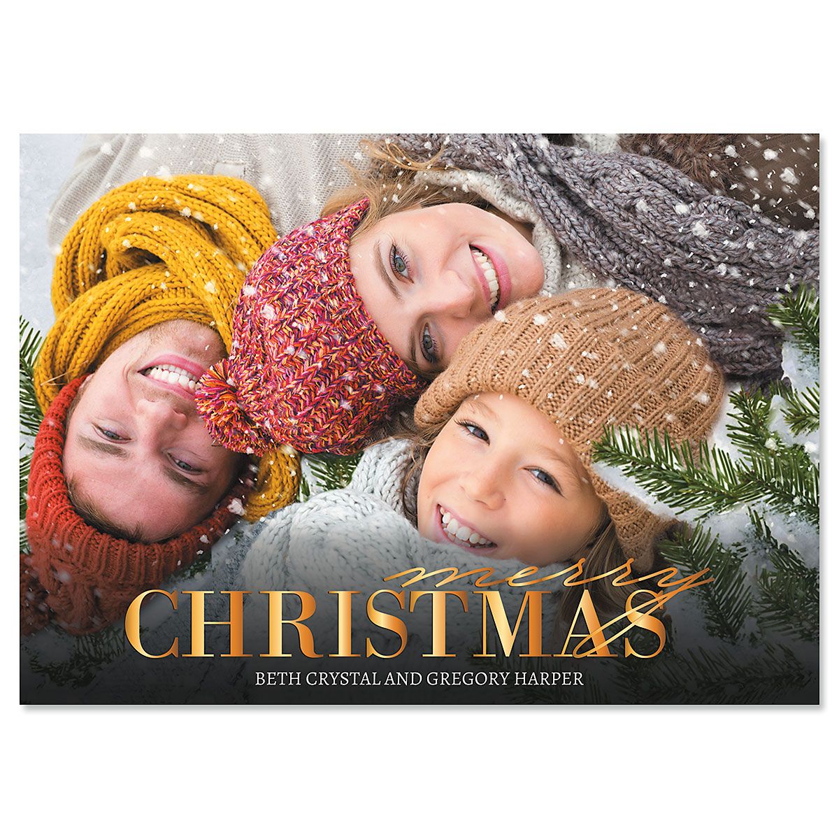 Merry Gold Horizontal Photo Christmas Cards - 40 Count