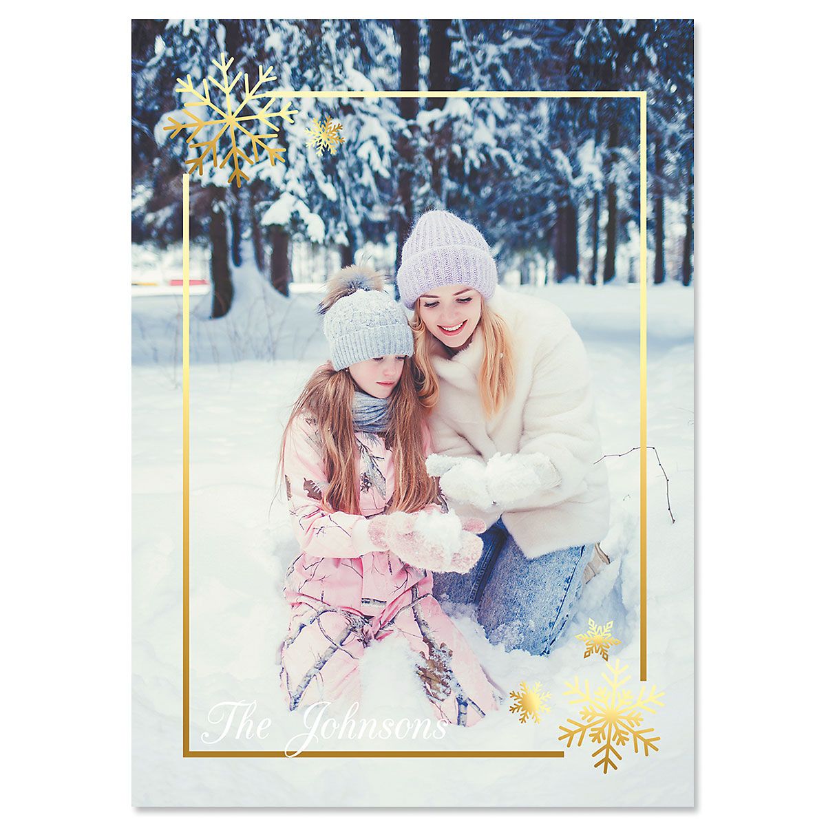 Golden Snowflake Christmas Card - 40