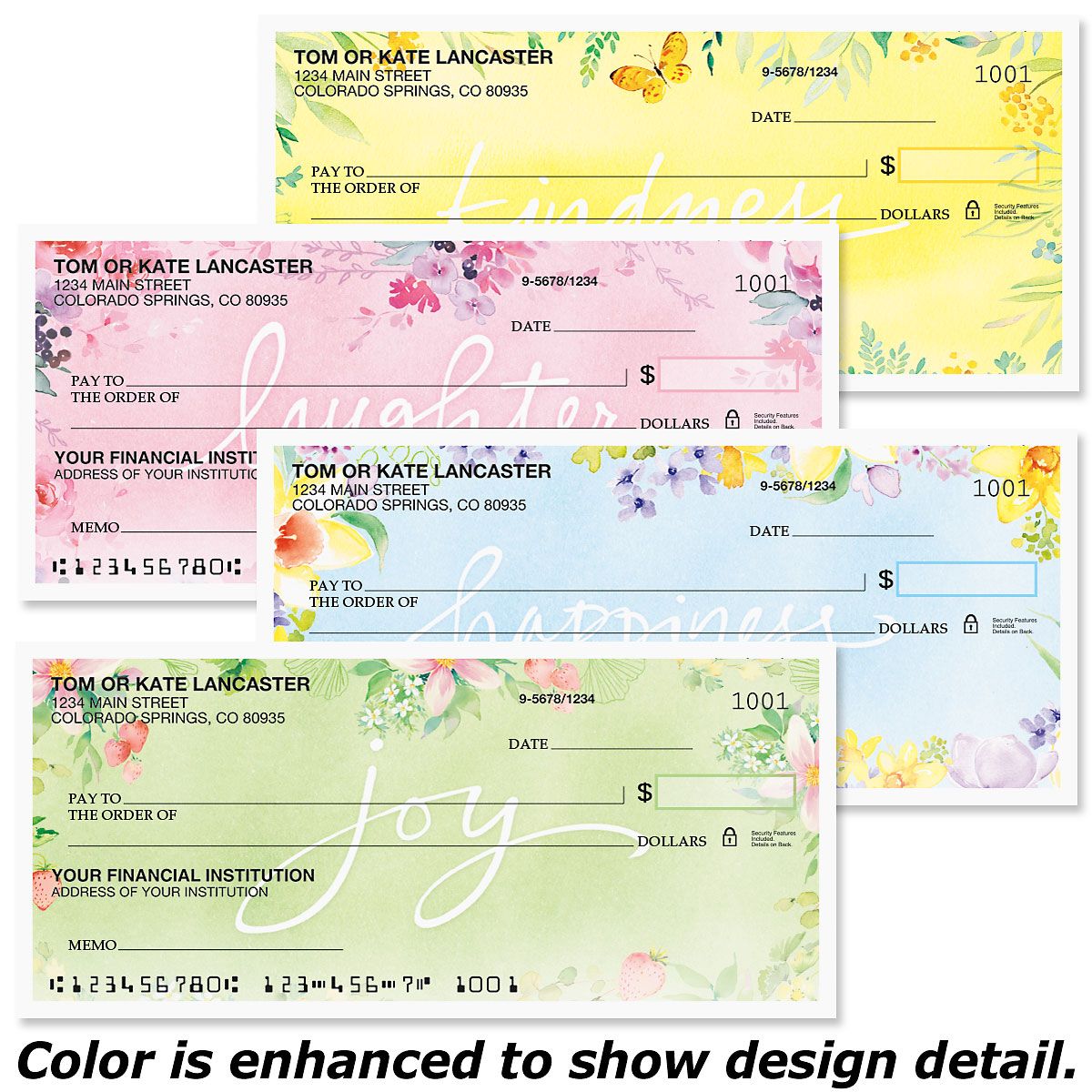 Fresh Floral Personal Premium Checks | Colorful Images