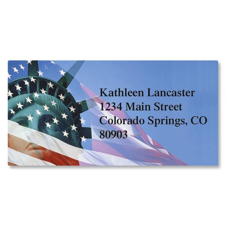 Liberty Stands Patriotic Border Return Address Labels Colorful Images