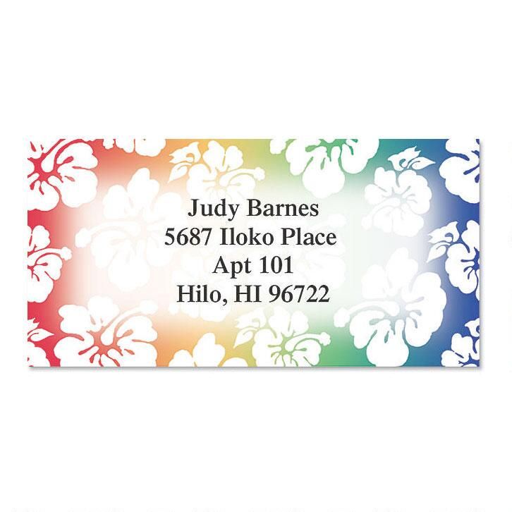 Hawaiian Print Border Return Address Labels Colorful Images