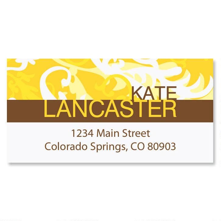 Golden Hue Border Return Address Labels Colorful Images