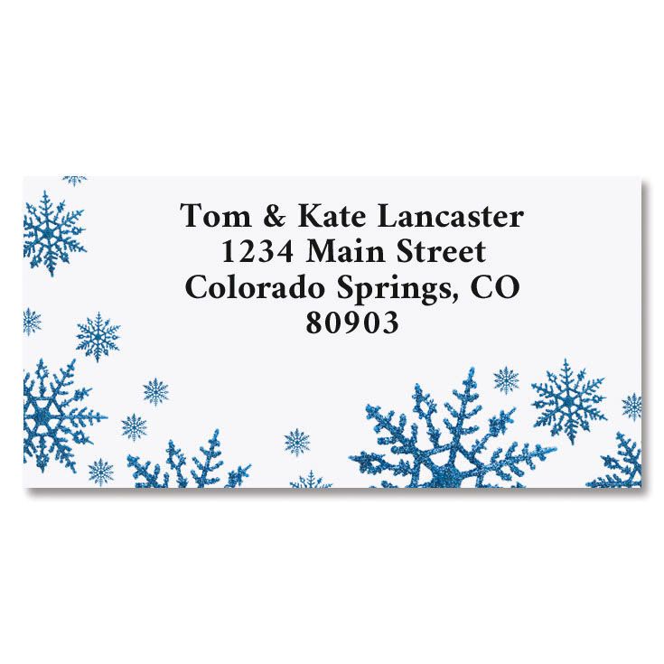 Snowflake Border Return Address Labels | Colorful Images