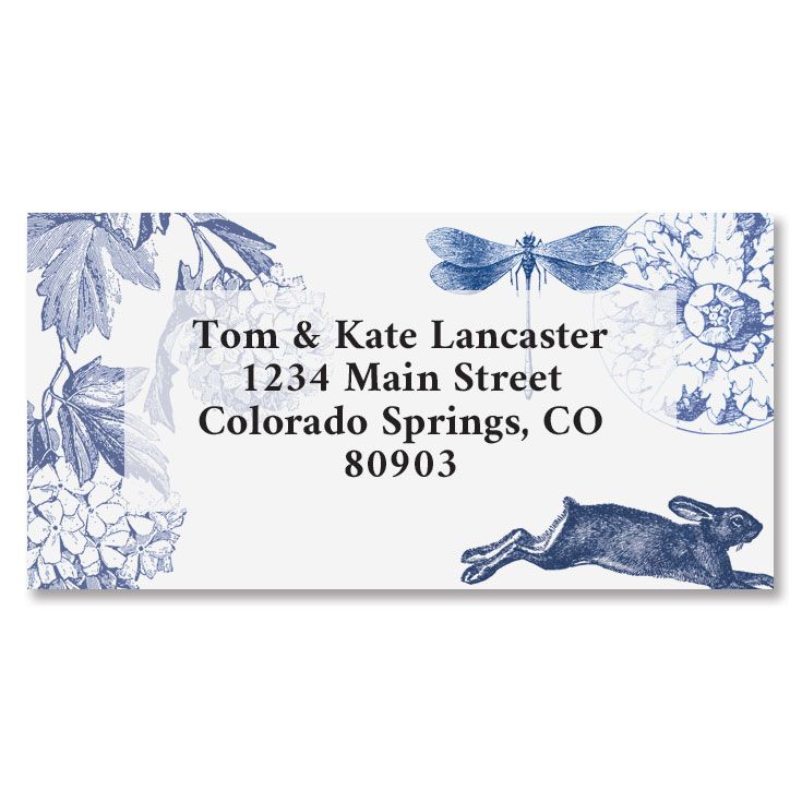 Indigo Garden Border Return Address Labels