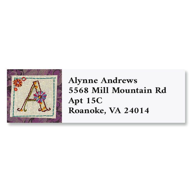 Hand Stitched Initial Classic Return Address Labels