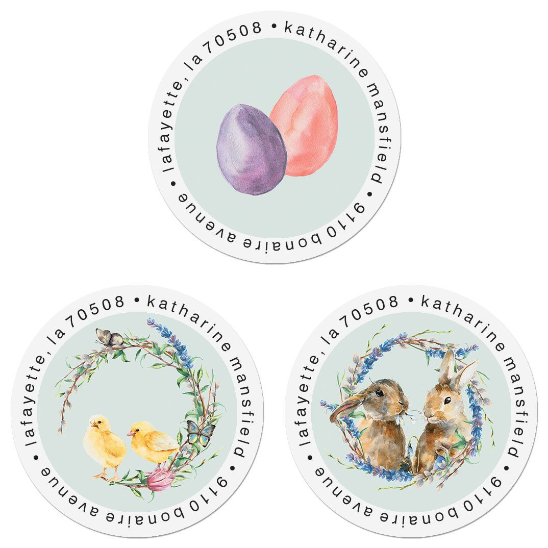 Hoppy Easter Round Return Address Labels