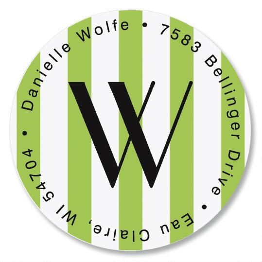 Stripes Initial Round Return Address Labels