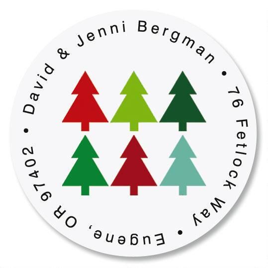 Oh, Christmas Tree Round Return Address Labels