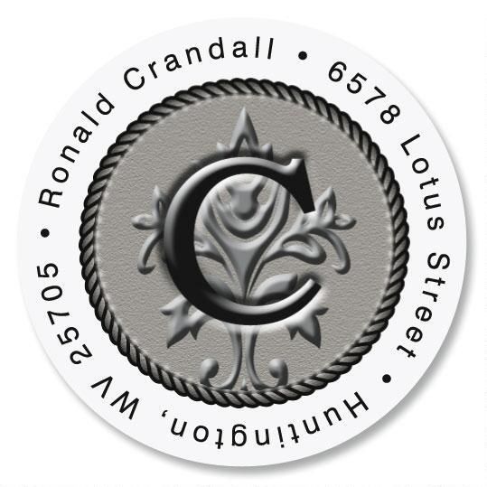Embossed-Look Initial Round Return Address Labels