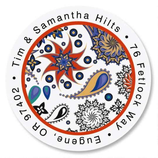 Color Paisley Round Return Address Labels