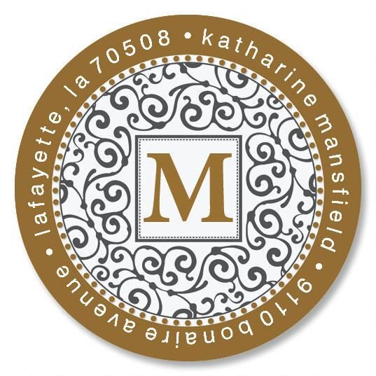 Charming Initial Round Return Address Labels