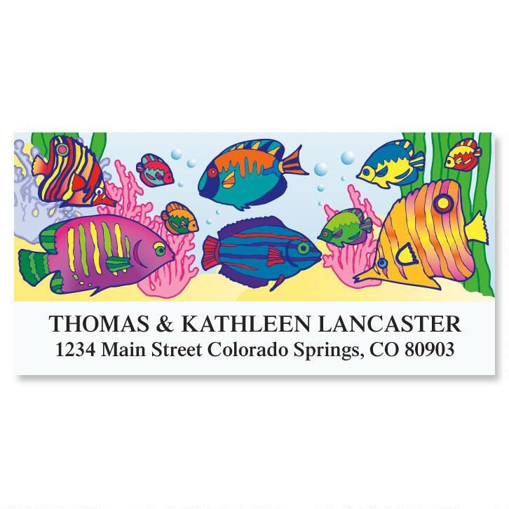 tropical splash deluxe return address labels colorful images