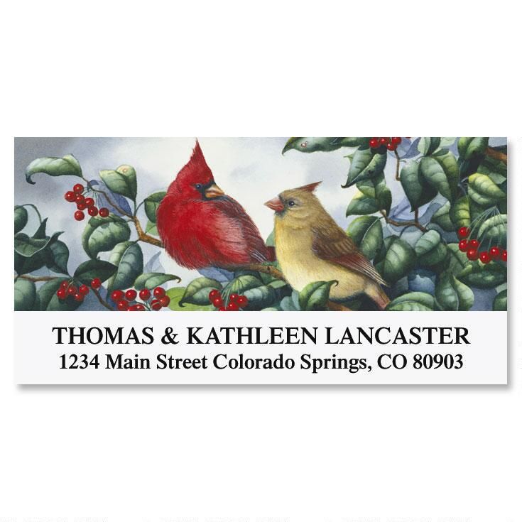 Cardinal Pair Deluxe Address Labels Colorful Images