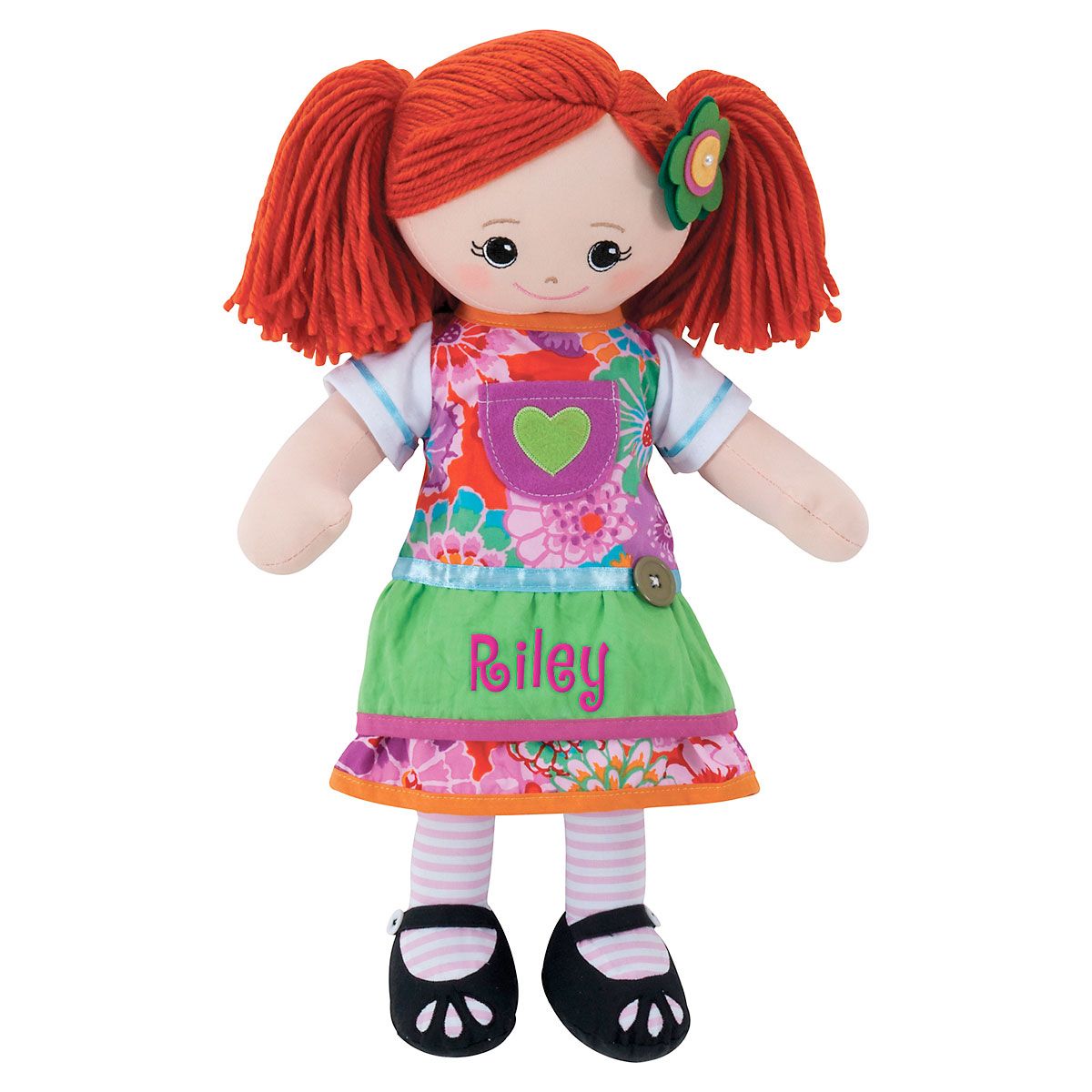 Custom Red-Hair Rag Doll with Apron Dress