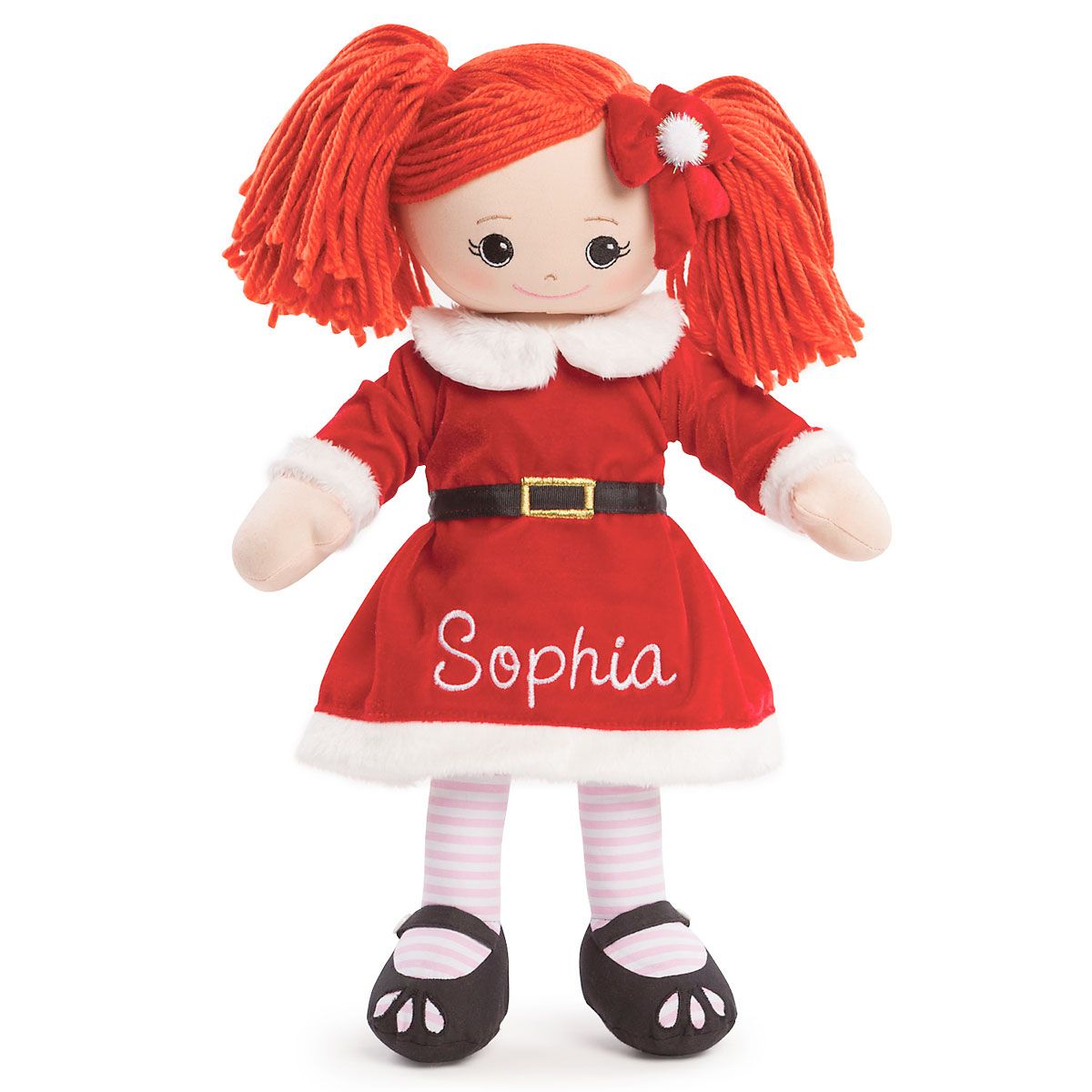 Custom Red-Hair Rag Doll in Santa Dress