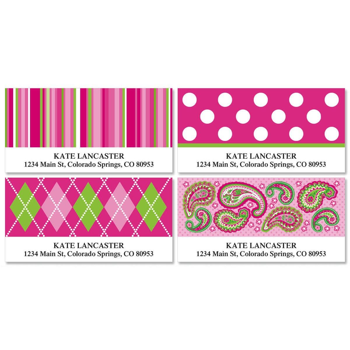 Pink Patterns Deluxe Return Address Labels | Colorful Images