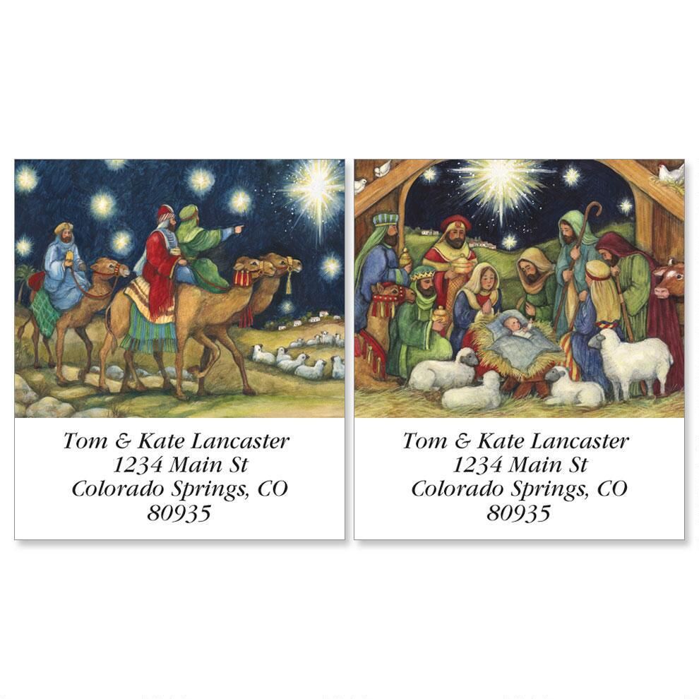 Nativity Scene Address Labels Colorful Images
