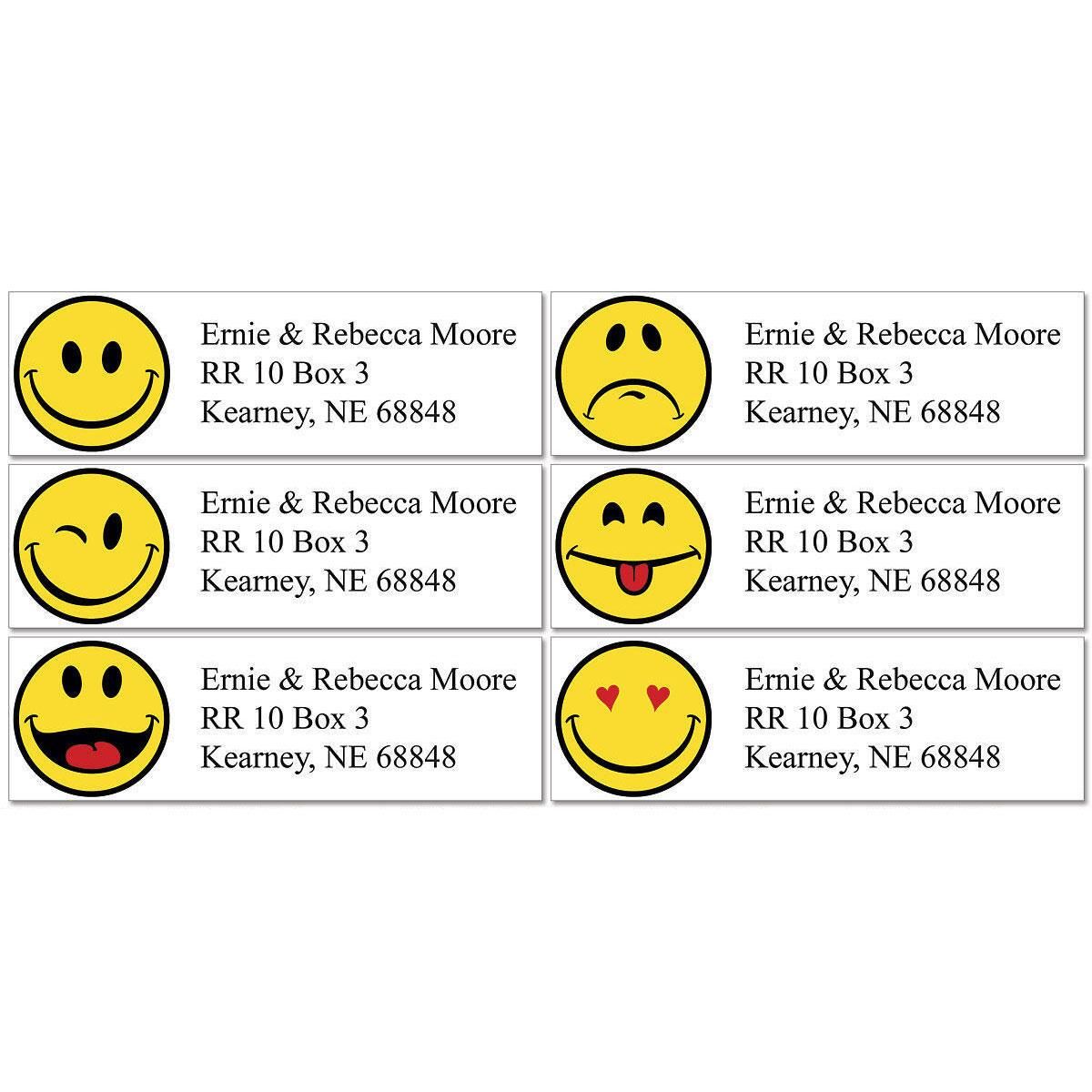 Happy Faces Classic Return Address Labels Colorful Images