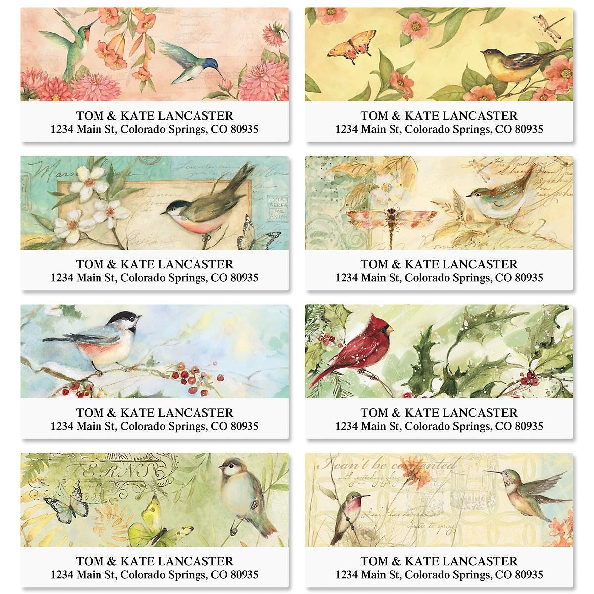 Seasonal Birds Deluxe Return Address Labels Colorful Images