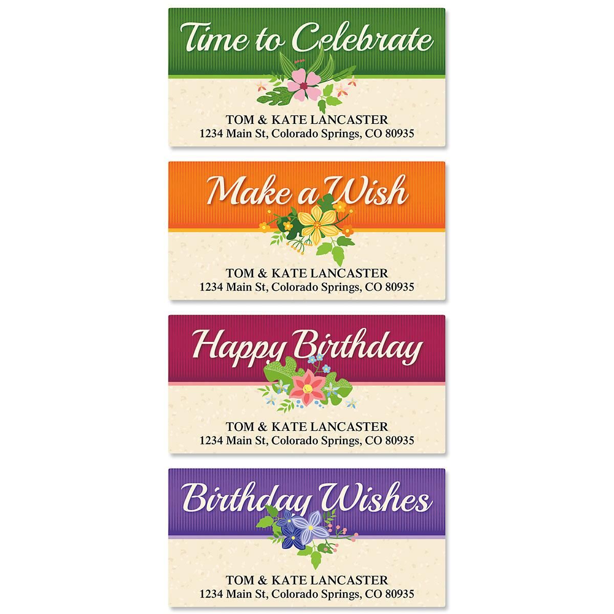 Framed Birthday Deluxe Return Address Labels (4 Designs)