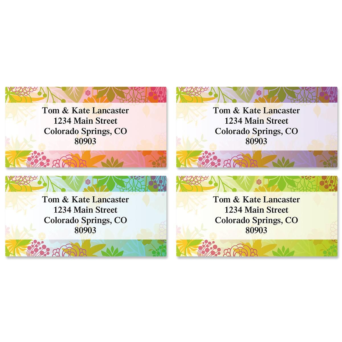 Floret Border Return Address Labels Colorful Images