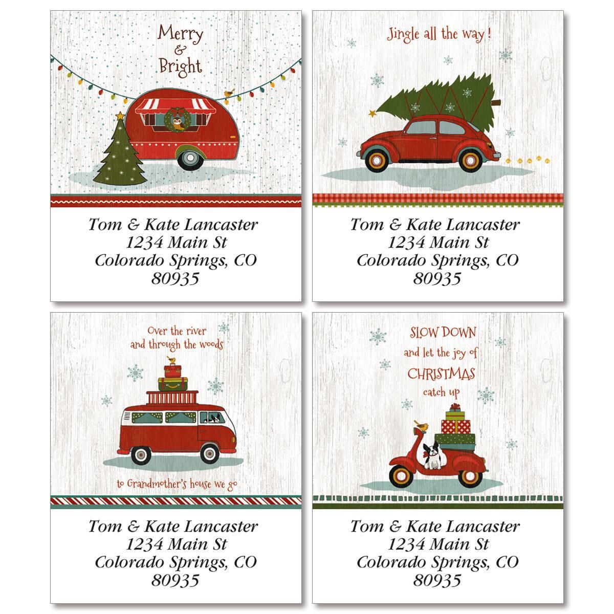 holiday highway select return address labels colorful images holiday labels