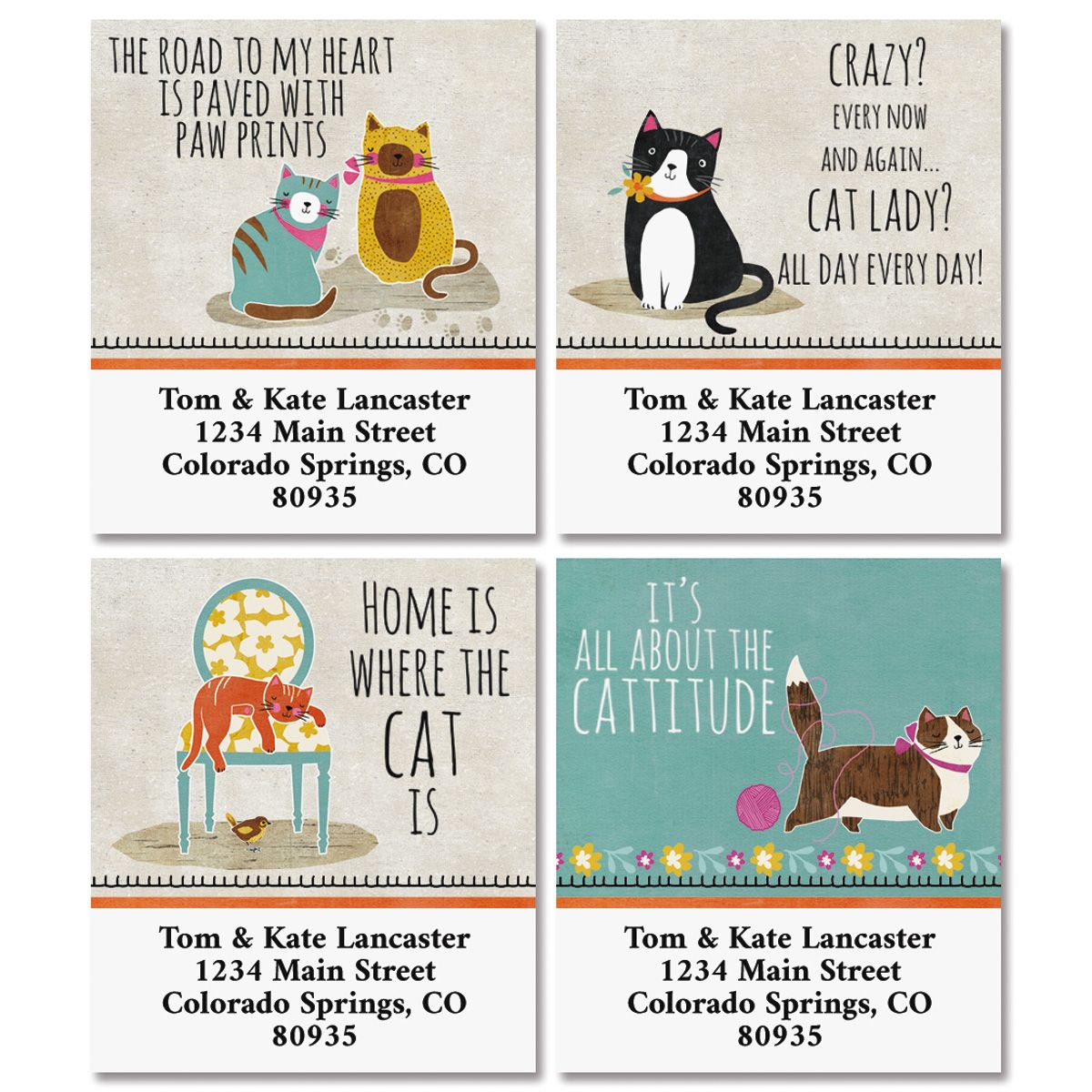 crazy-cats-select-return-address-labels-colorful-images