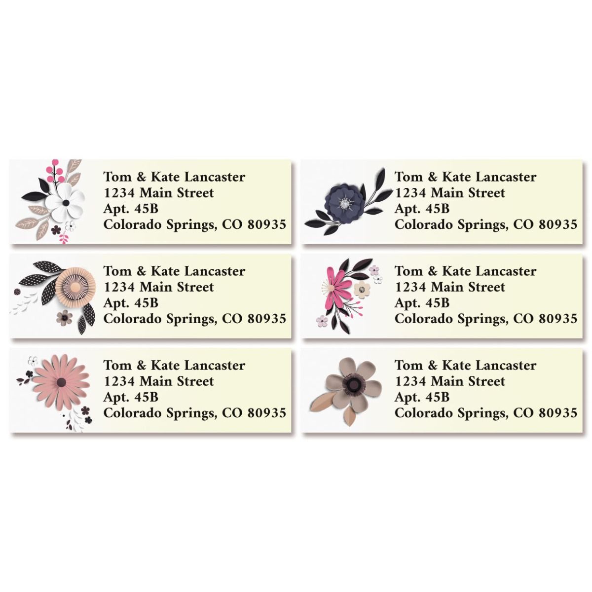 Paper Flowers Classic Return Address Labels (6 Designs) | Colorful Images