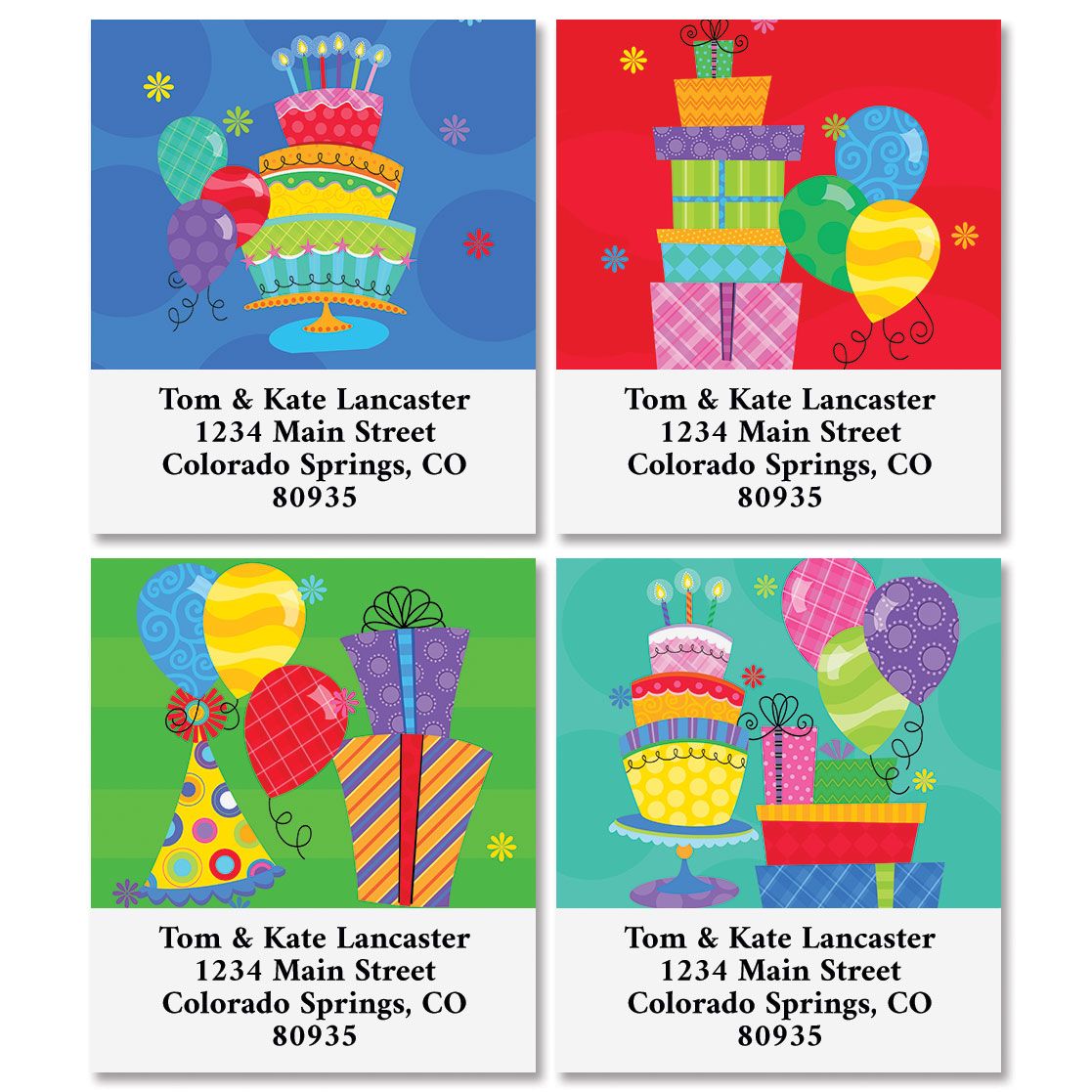 Birthday Party Select Return Address Labels (4 Designs)