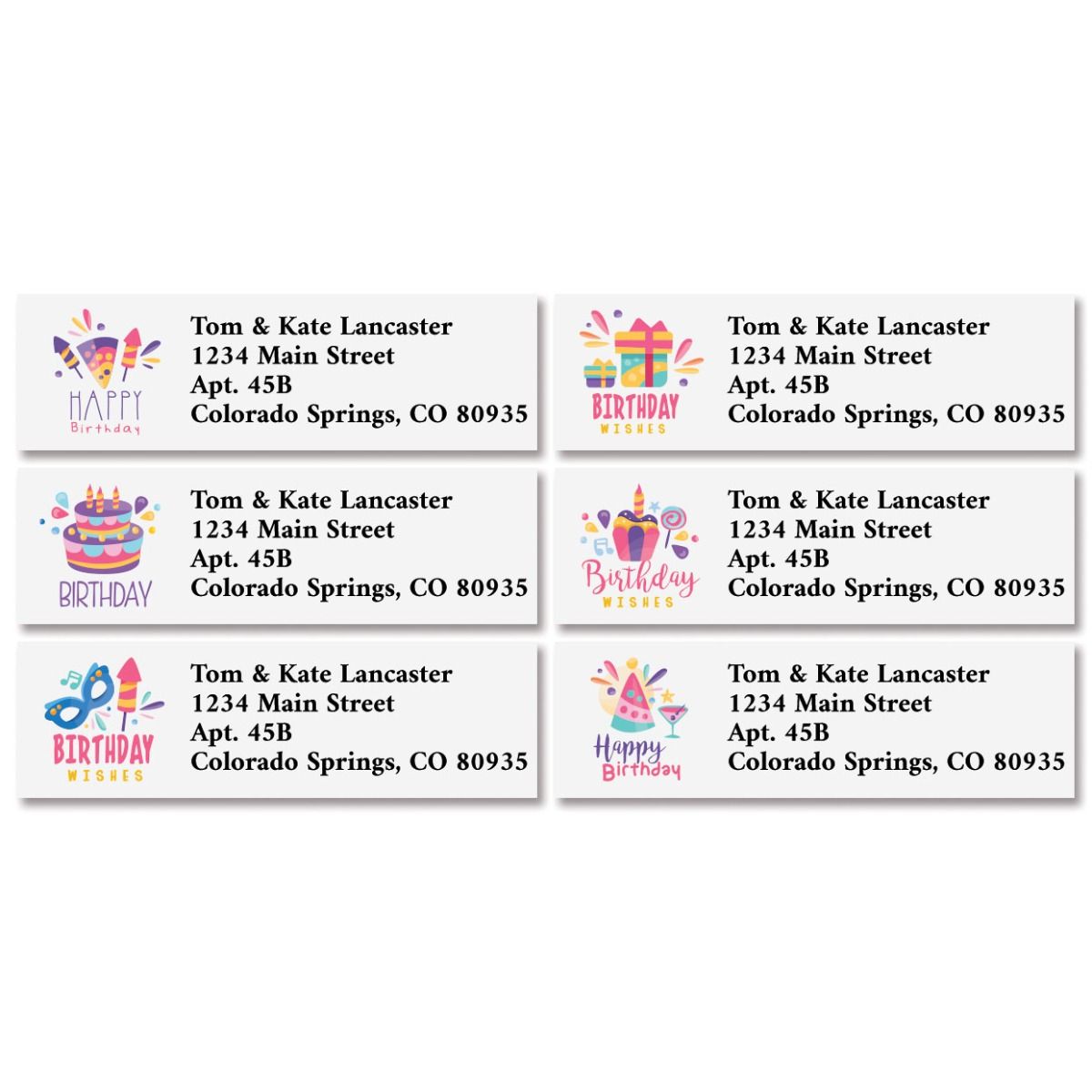 Birthday Wishes Classic Return Address Labels (6 Designs)