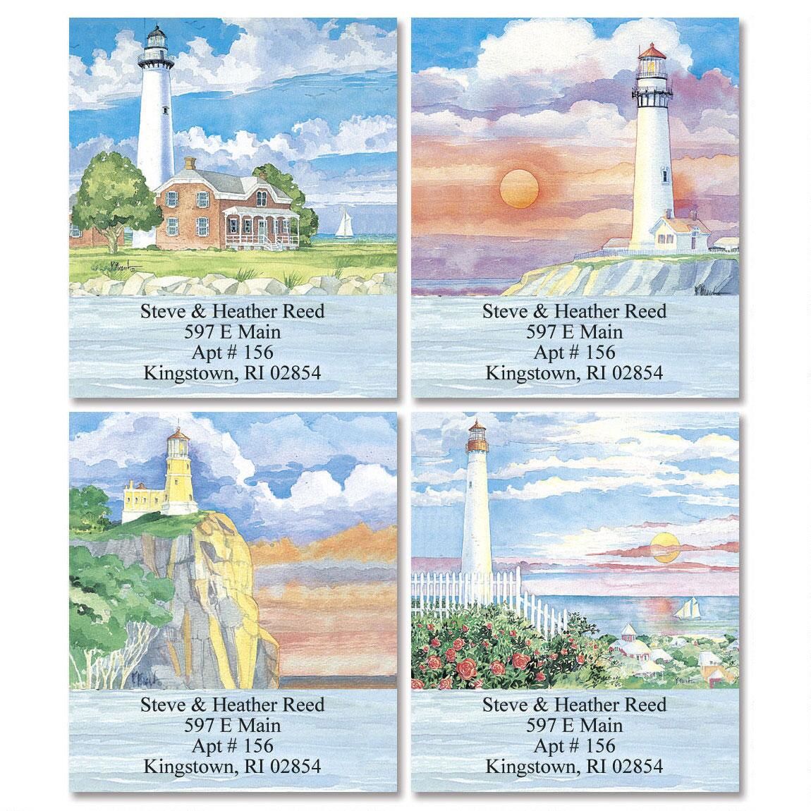 Watercolor Lighthouses Select Return Address Labels Colorful Images