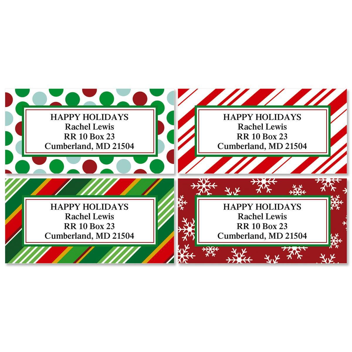 Giftwrap Greetings Christmas Border Return Address Labels (4 Designs)