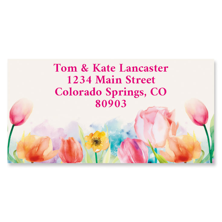 Painterly Flowers Border Return Address Labels | Colorful Images