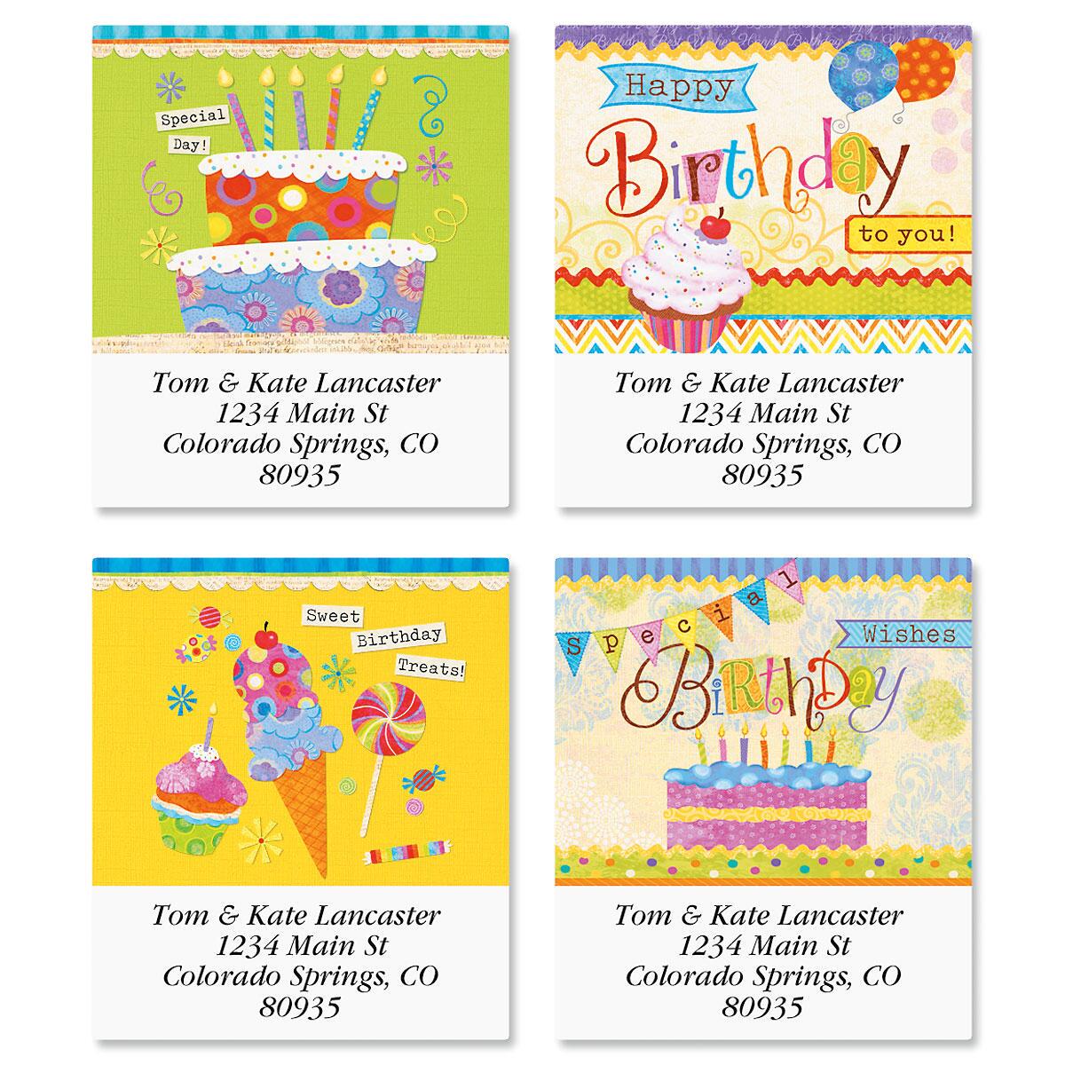 Birthday Sweets Select Return Address Labels | Colorful Images